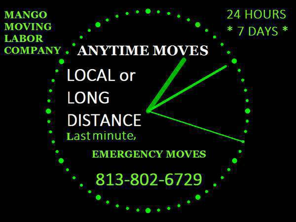will travel up to 100 miles. If you are located more than 60 miles from tampa, fill out the quote form below , we will email you your moving quote (in most cases within an hour.) However if you are within 60 miles of Tampa , Florida we set up a service menu for you to choose from ,on our web page... select your service package , date and time of requested services from a time table , with only available times showing.You will see the exact cost to you, also be able to choose how long you need your moving team too. Once you pay the $50.00 deposit your appointment is confirmed and you will get a receipt emailed to you. We also call you the day before your movers are supposed to arrive to make sure everything is still good to go on your end,